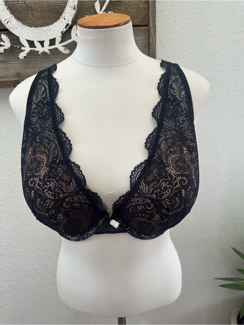 Thirdlove Lace Plunge Bralette - Black underwire size 42C NWT